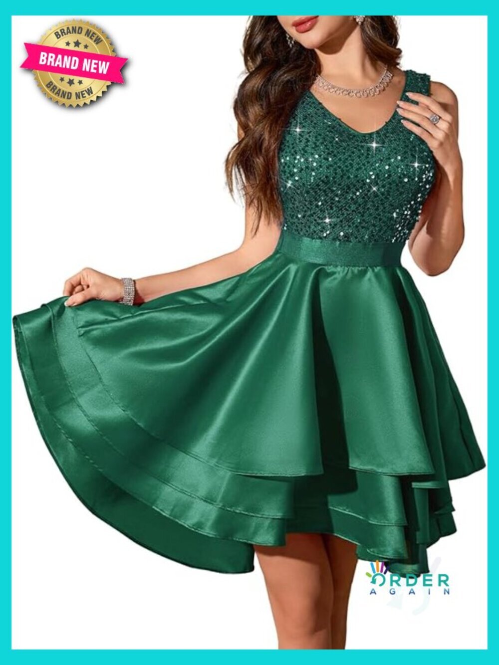 Short Prom Dress Sequin High Low Satin Cocktail Party Homecoming Dress